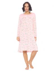 Casual Nights Women's Printed Long Sleeve Nightgown - Pink
