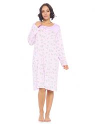 Casual Nights Women's Printed Long Sleeve Nightgown - Purple