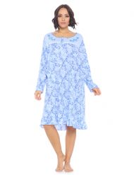 Casual Nights Women's Printed Long Sleeve Nightgown - Blue