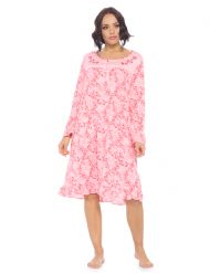 Casual Nights Women's Printed Long Sleeve Nightgown - Pink