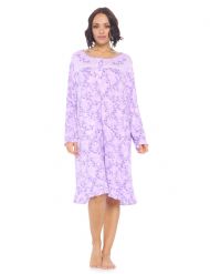 Casual Nights Women's Printed Long Sleeve Nightgown - Purple