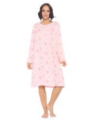 Casual Nights Women's Printed Long Sleeve Nightgown - Pink