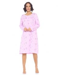 Casual Nights Women's Printed Long Sleeve Nightgown - Purple