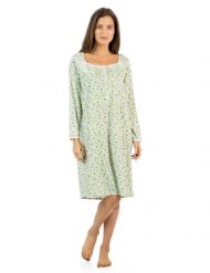 Casual Nights Women's Square Neck Long Sleeve Floral Nightgown - Green