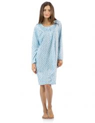 Casual Nights Women's Floral Pintucked Long Sleeve Nightgown - Blue