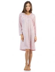 Casual Nights Women's Floral Pintucked Long Sleeve Nightgown - Pink