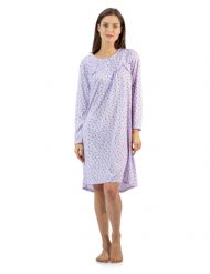 Casual Nights Women's Floral Pintucked Long Sleeve Nightgown - Purple