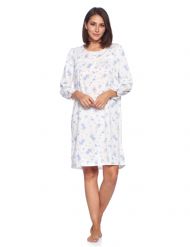 Casual Nights Women's Pointelle Long Sleeve Nightgown - Blue Floral