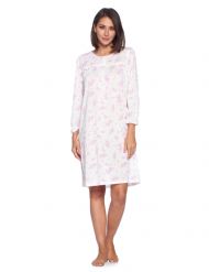 Casual Nights Women's Pointelle Long Sleeve Nightgown - Purple Floral