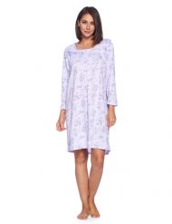 Casual Nights Women's Printed Long Sleeve Nightgown - Purple Green