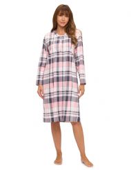 Casual Nights Women's Flannel Floral Long Sleeve Nightgown - Grey Pink Plaid