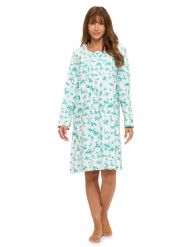 Casual Nights Women's Flannel Floral Long Sleeve Nightgown - Leaf Green
