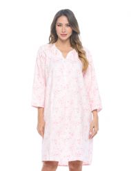 Casual Nights Women's Flannel Floral Long Sleeve Nightgown - Pink