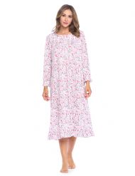 Casual Nights Women's Long Floral & Lace Henley Nightgown - Pink Floral