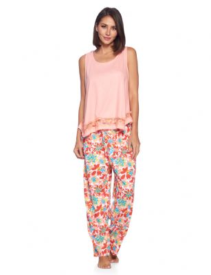 pajama printed pants casual tank pjs sleepwear bottom cami nights