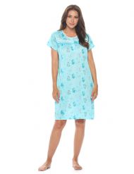 Casual Nights Women's Super Soft Yummy Nightshirt, Short Sleeve Nightgown, Night Dress with Fun Prints & Patterns - Mint Floral
