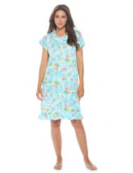 Casual Nights Women's Super Soft Yummy Nightshirt, Short Sleeve Nightgown, Night Dress with Fun Prints & Patterns - Aqua Paisley
