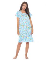 Casual Nights Women's Super Soft Yummy Nightshirt, Short Sleeve Nightgown, Night Dress with Fun Prints & Patterns - Blue Paisley