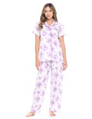 Casual Nights Women's Short Sleeve Floral Pajama Set - Light Purple