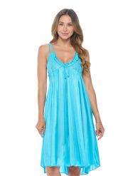 Casual Nights Women's Satin Lace Camisole Nightgown - Blue