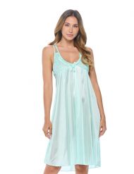 Casual Nights Women's Satin Lace Camisole Nightgown - Green