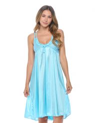 Casual Nights Women's Satin Lace Camisole Nightgown - Light Blue
