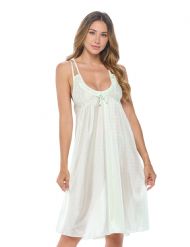Casual Nights Women's Satin Lace Camisole Nightgown - Light Green