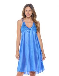 Casual Nights Women's Satin Lace Camisole Nightgown - Navy