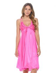 Casual Nights Women's Satin Lace Camisole Nightgown - Pink