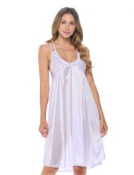 Casual Nights Women's Satin Lace Camisole Nightgown - Purple