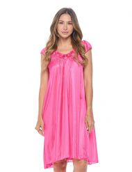 Casual Nights Women's Cap Sleeve Rose Satin Nightgown - Pink