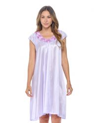 Casual Nights Women's Cap Sleeve Rose Satin Nightgown - Purple