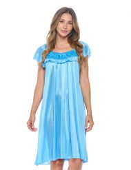 Casual Nights Women's Cap Sleeve Flower Silky Tricot Nightgown - Blue