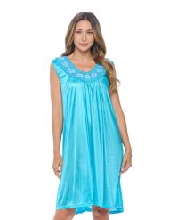 Casual Nights Women's Sleeveless Flower Satin Nightgown - Aqua