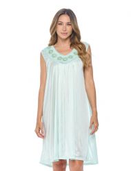 Casual Nights Women's Sleeveless Flower Satin Nightgown - Green