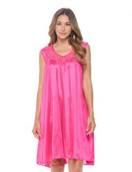 Casual Nights Women's Sleeveless Flower Satin Nightgown - Pink