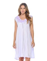 Casual Nights Women's Sleeveless Flower Satin Nightgown - Purple