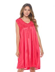 Casual Nights Women's Sleeveless Flower Satin Nightgown - Red