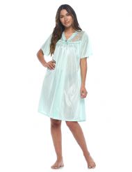 Casual Nights Women's Fancy Lace Neckline Silky Tricot Nightgown - Mint Green