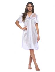 Casual Nights Women's Fancy Lace Neckline Silky Tricot Nightgown - Purple