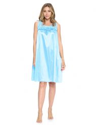 Casual Nights Women's Tricot Sheer Lace Sleeveless Nightgown - Blue