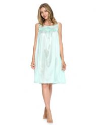 Casual Nights Women's Tricot Sheer Lace Sleeveless Nightgown - Green