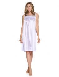 Casual Nights Women's Tricot Sheer Lace Sleeveless Nightgown - Lilac Purple