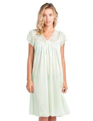 Casual Nights Women's Fancy Lace Neckline Silky Tricot Nightgown - Light Green