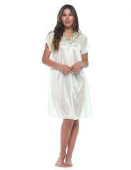 Casual Nights Women's Fancy Lace Neckline Silky Tricot Nightgown - Light Green