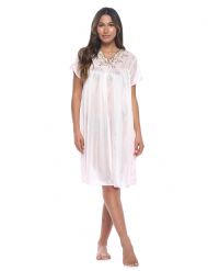 Casual Nights Women's Fancy Lace Neckline Silky Tricot Nightgown - Pink