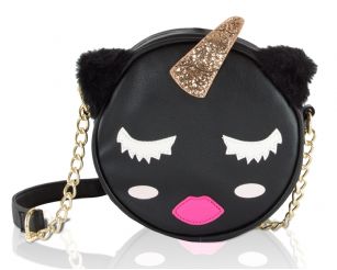 Luv Betsey By Betsey Johnson Kitch Uni Crossbody - Black - Give any outfit an edgyand fun look With LUV BetseyKitch Crossbody. Features PVC exterior with fun face 3D details,zip closure closure and fully lined interior.It's quirky and cute from beginning to end!