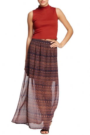 Vertigo Paris Women's Printed Long Maxi Skirt - Lost In Narnia - These Vertigo Paris Printed Long Maxi Skirt, is made out of a soft Viscose fabric. Features banded waist, allover print, Concealed back zip closure, Soft pleated sheer construction, partially lined, Approx. 39" length. Vertigo Paris Designed in Los Angeles - Vertigo's product line includes every lady's wardrobe staples including dresses, tops, trousers, skirts and handbags, the brand that presents the feminine yet modern and clean-out collection without breaking the bank!