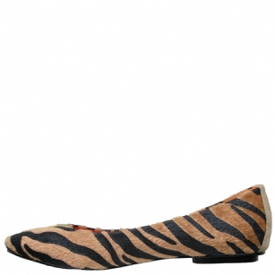 Ed Hardy Downtown Flat Shoe for Women - Tan - Add feminine appeal to your skirts, leggings, or jeans with thepointy-toe ballerina flat from Ed Hardy.This Ed HardyDowntown Flats featuresfaux horse hairand classical zebra stripes. The rubber sole will be so comfortable that youll reach for these again and again, no matter what youre wearing.