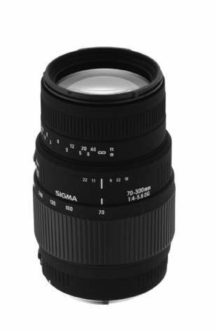 Sigma 70-300mm f/4-5.6 DG Macro Telephoto Zoom Lens for Minolta and Sony SLR Cameras - The Sigma 70-300mm 4-5.6 DG Macro lens is the compact and economical choice for a telephoto zoom lens. Capable of macro photography, this lens has a 1:2 maximum close-up magnification at the 300mm focal length. It is the ideal high performance lens for portraits, sports photography, nature photography, and other types of photography that frequently use the telephoto range. The improved DG lens design corrects for various aberrations. This lens is specially coated to get the best color balance whilst cutting down on ghosting caused by reflections from the digital image sensor. Without changing the distance between camera and subject, you can change the shooting magnification The Sigma 70-300mm is commonly used for general purpose, Sports/action, Wildlife and more.The Sigma 70-300mm is most used by customers who consider themselves to be an Enthusiast among others. The Sigma 70-300mm is popular because customers like the following qualities of the Sigma 70-300mm: Consistent output, easily interchangeable and Fast / accurate auto-focus. Switch for changeover to macro photography at focal lengths between 200mm and 300mm with a maximum close-up magnification from 1:2.9 to 1:2  SLD (Special Low Dispersion) glass element in this lens for excellent correction of chromatic aberration 